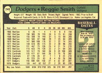 1979 O-Pee-Chee #243 Reggie Smith Back