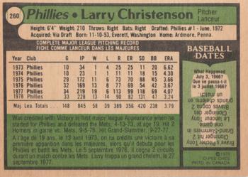 1979 O-Pee-Chee #260 Larry Christenson Back