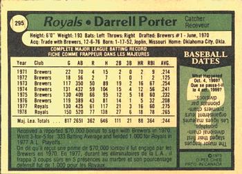1979 O-Pee-Chee #295 Darrell Porter Back