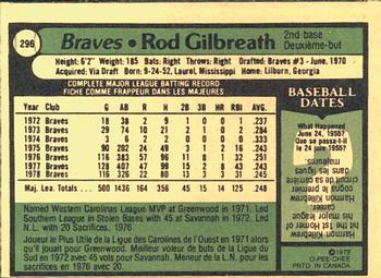 1979 O-Pee-Chee #296 Rod Gilbreath Back