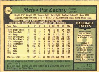 1979 O-Pee-Chee #327 Pat Zachry Back
