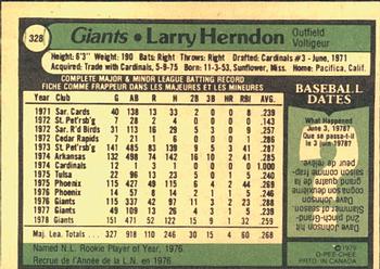 1979 O-Pee-Chee #328 Larry Herndon Back