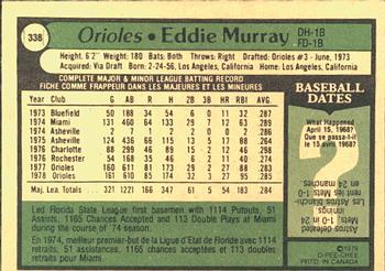 1979 O-Pee-Chee #338 Eddie Murray Back