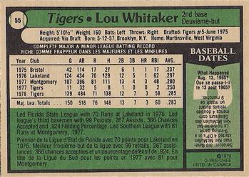 1979 O-Pee-Chee #55 Lou Whitaker Back