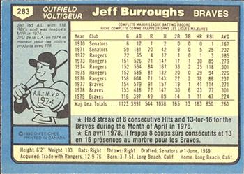 1980 O-Pee-Chee #283 Jeff Burroughs Back