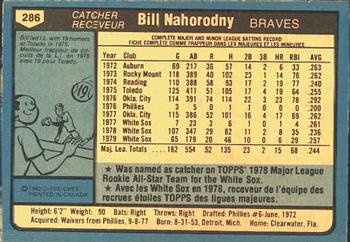 1980 O-Pee-Chee #286 Bill Nahorodny Back