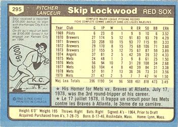 1980 O-Pee-Chee #295 Skip Lockwood Back