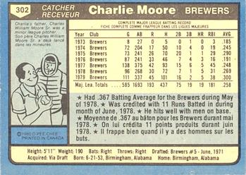 1980 O-Pee-Chee #302 Charlie Moore Back