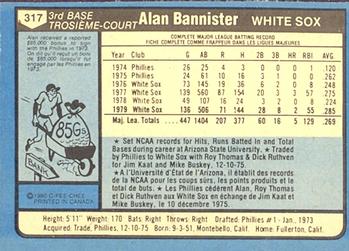 1980 O-Pee-Chee #317 Alan Bannister Back