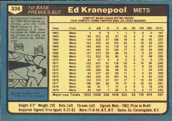 1980 O-Pee-Chee #336 Ed Kranepool Back