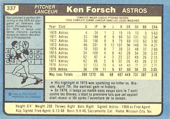 1980 O-Pee-Chee #337 Ken Forsch Back