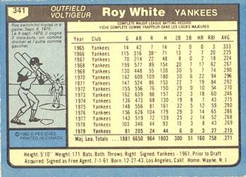 1980 O-Pee-Chee #341 Roy White Back