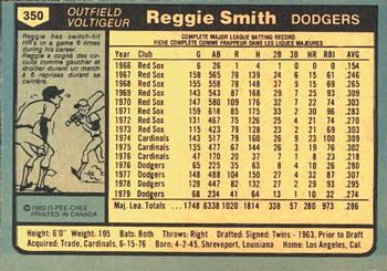 1980 O-Pee-Chee #350 Reggie Smith Back