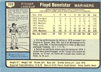 1980 O-Pee-Chee #352 Floyd Bannister Back