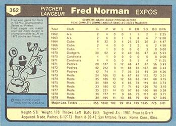 1980 O-Pee-Chee #362 Fred Norman Back