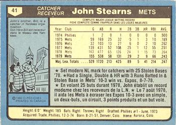 1980 O-Pee-Chee #41 John Stearns Back