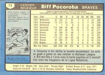 1980 O-Pee-Chee #73 Biff Pocoroba Back