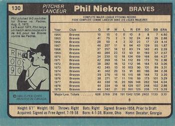 1980 O-Pee-Chee #130 Phil Niekro Back