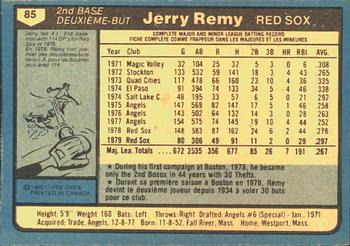 1980 O-Pee-Chee #85 Jerry Remy Back