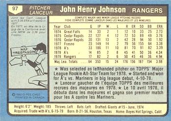 1980 O-Pee-Chee #97 John Henry Johnson Back