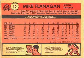1981 O-Pee-Chee #10 Mike Flanagan Back