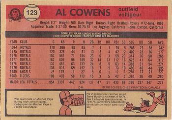 1981 O-Pee-Chee #123 Al Cowens Back