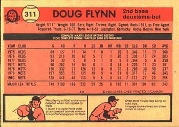 1981 O-Pee-Chee #311 Doug Flynn Back