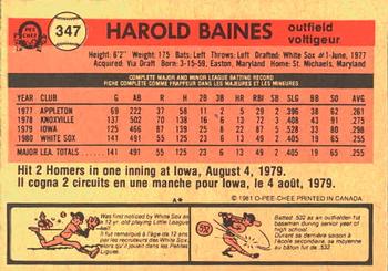 1981 O-Pee-Chee #347 Harold Baines Back