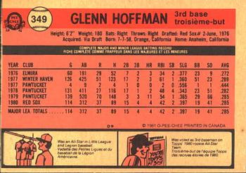 1981 O-Pee-Chee #349 Glenn Hoffman Back