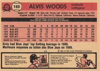 1981 O-Pee-Chee #165 Alvis Woods Back