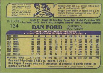 1982 O-Pee-Chee #134 Dan Ford Back