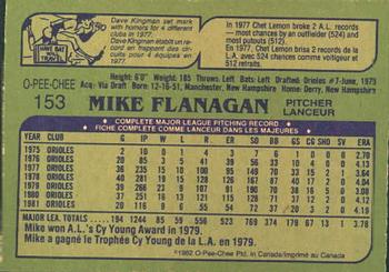 1982 O-Pee-Chee #153 Mike Flanagan Back