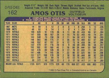 1982 O-Pee-Chee #162 Amos Otis Back