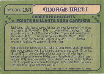 1982 O-Pee-Chee #261 George Brett Back