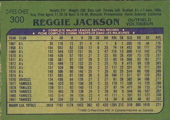 1982 O-Pee-Chee #300 Reggie Jackson Back