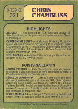 1982 O-Pee-Chee #321 Chris Chambliss Back