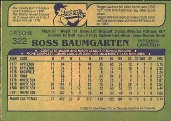 1982 O-Pee-Chee #322 Ross Baumgarten Back