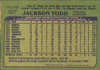1982 O-Pee-Chee #327 Jackson Todd Back