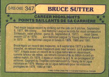 1982 O-Pee-Chee #347 Bruce Sutter Back