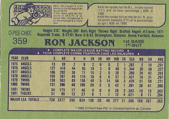 1982 O-Pee-Chee #359 Ron Jackson Back