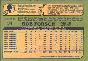 1982 O-Pee-Chee #34 Bob Forsch Back