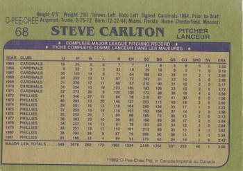 1982 O-Pee-Chee #68 Steve Carlton Back