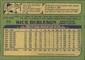1982 O-Pee-Chee #55 Rick Burleson Back