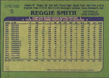 1982 O-Pee-Chee #5 Reggie Smith Back