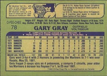 1982 O-Pee-Chee #78 Gary Gray Back