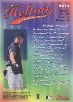 1997 Bowman - 1998 Rookie of the Year Favorites #ROY3 Todd Helton Back