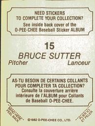 1982 O-Pee-Chee Stickers #15 Bruce Sutter Back