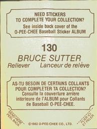 1982 O-Pee-Chee Stickers #130 Bruce Sutter Back