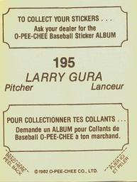 1982 O-Pee-Chee Stickers #195 Larry Gura Back