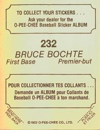 1982 O-Pee-Chee Stickers #232 Bruce Bochte Back